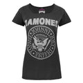 Charcoal - Front - Amplified Womens-Ladies Ramones Seal Logo T-Shirt