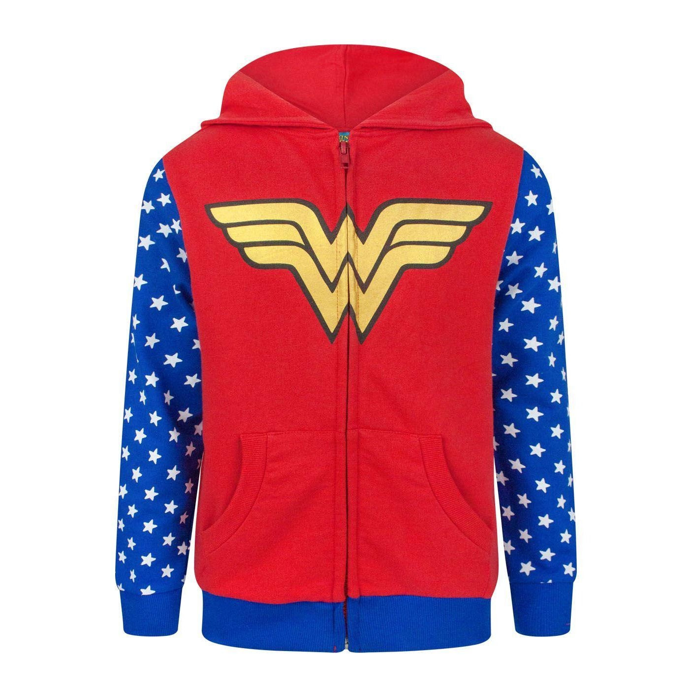Multicoloured - Front - Wonder Woman Childrens Girls Logo Zip-Up Hoodie