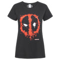 Black - Front - Marvel Womens-Ladies Deadpool Splat Mask Logo T-Shirt