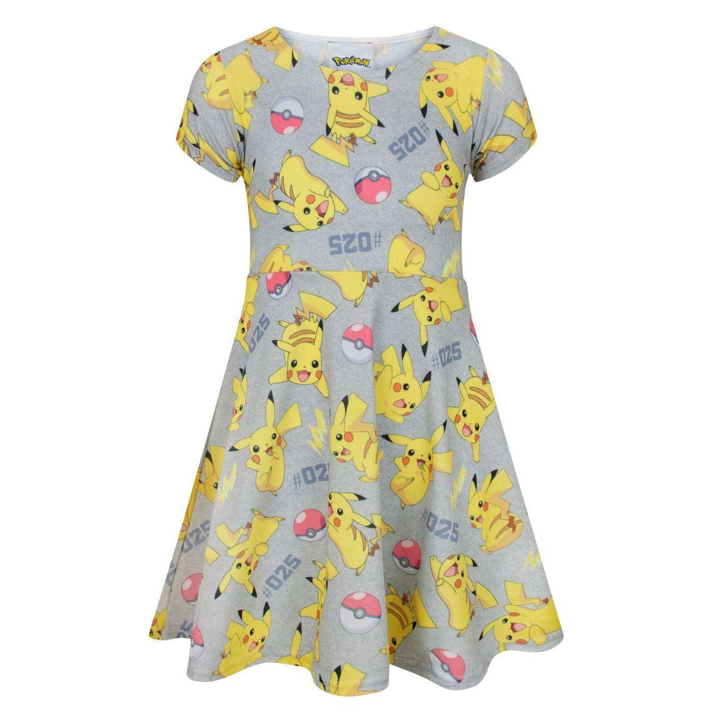 Multicoloured - Front - Pokemon Childrens Girls Pikachu Short Sleeved Dress