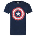 Blue - Front - Captain America Mens Distressed Shield T-Shirt