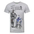Grey - Front - Star Wars Official Mens Haynes Manual Star Wars C3PO R2D2 T-Shirt