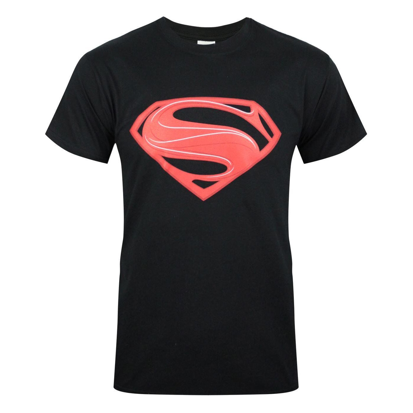 Black - Front - Superman Official Mens Man Of Steel Red Logo T-Shirt