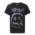 Black - Front - Nirvana Official Boys Smiley Logo T-Shirt