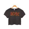 Charcoal - Front - Amplified Womens-Ladies AC-DC Logo Cropped T-Shirt
