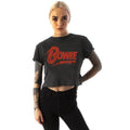 Charcoal - Back - Amplified Womens-Ladies David Bowie Logo Cropped T-Shirt