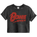 Charcoal - Front - Amplified Womens-Ladies David Bowie Logo Cropped T-Shirt