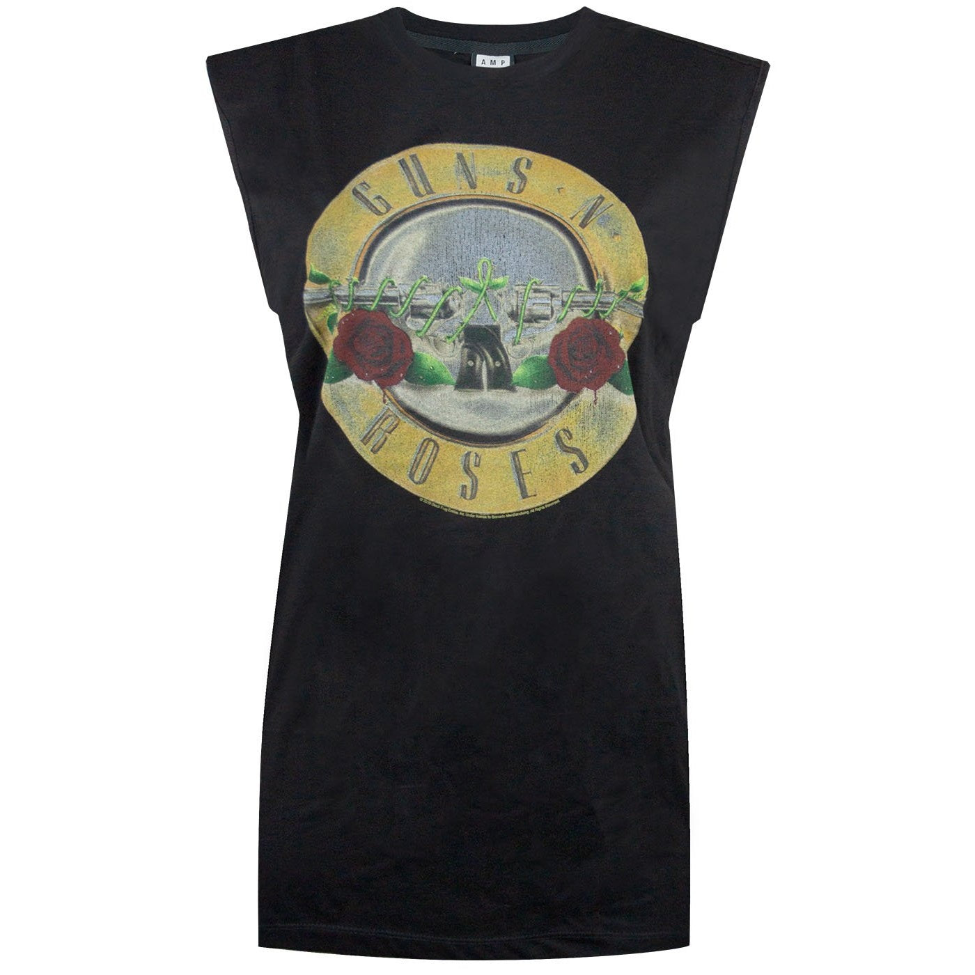 Black - Front - Amplified Womens-Ladies Guns N Roses Drum Sleeveless T-Shirt