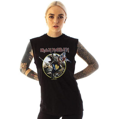 Black - Back - Amplified Womens-Ladies Iron Maiden Trooper Sleeveless T-Shirt