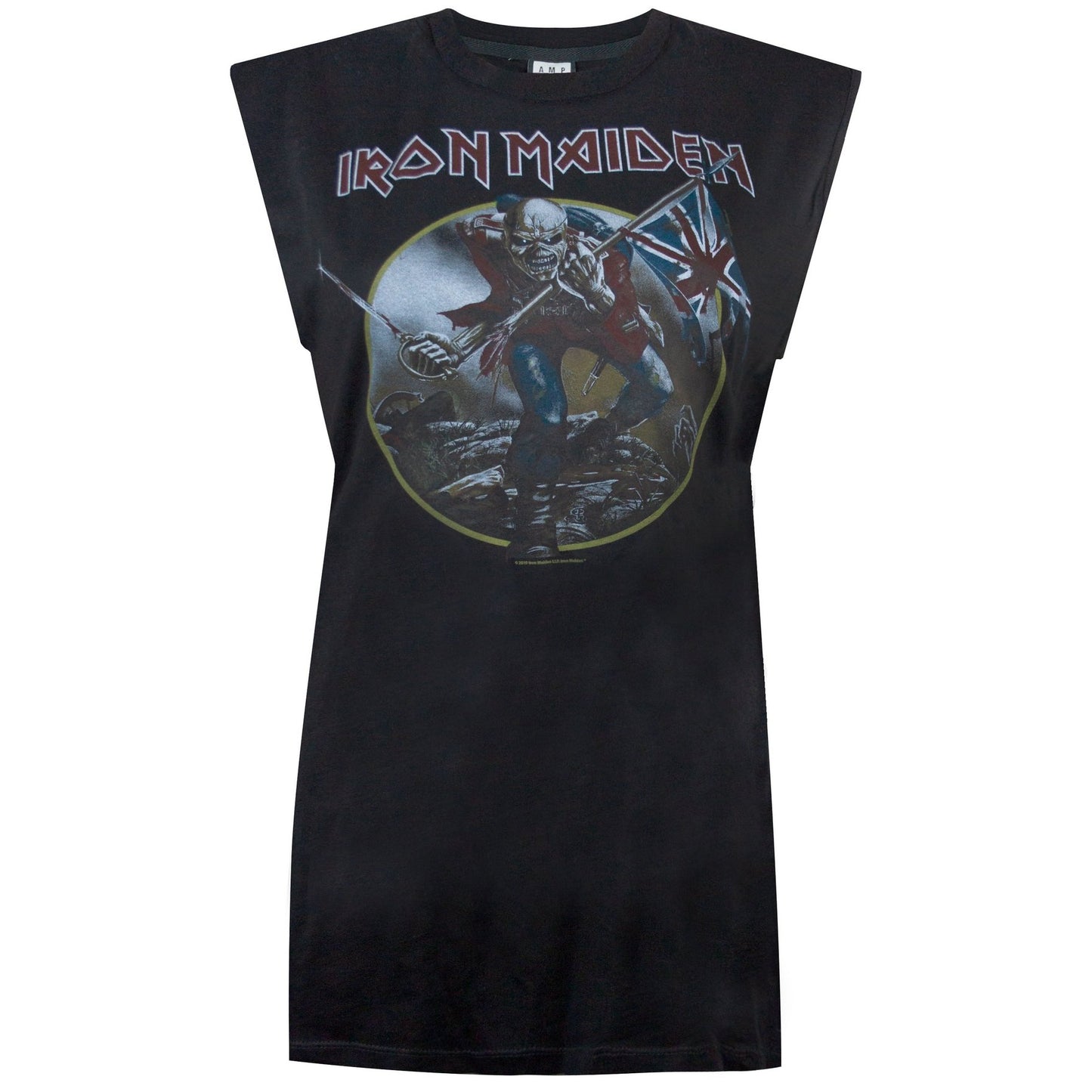 Black - Front - Amplified Womens-Ladies Iron Maiden Trooper Sleeveless T-Shirt