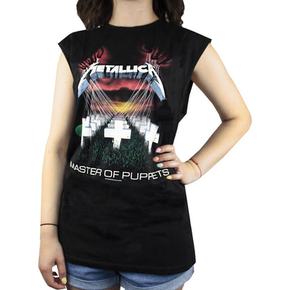 Black - Back - Amplified Womens-Ladies Metallica Master Of Puppets Sleeveless T-Shirt
