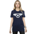 Navy - Side - Captain America: Super Soldier Womens-Ladies Logo T-Shirt