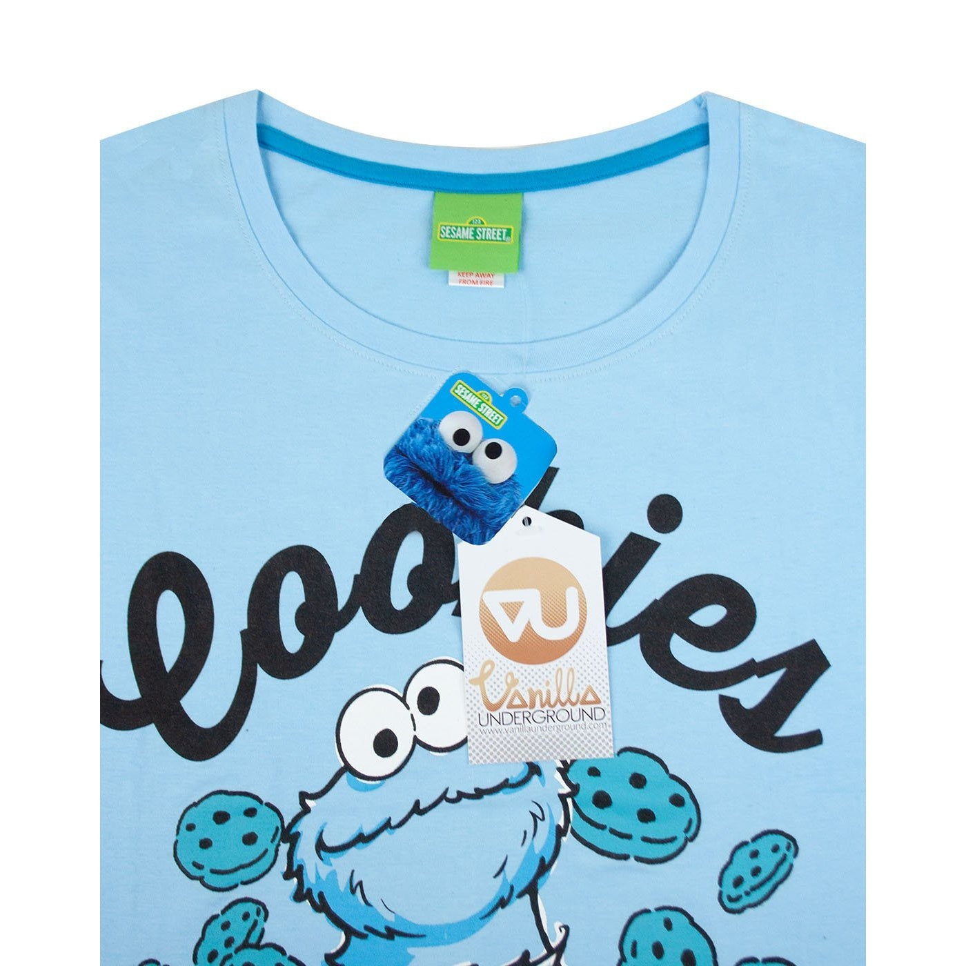 Blue - Side - Sesame Street Womens-Ladies Cookie Monster Pyjamas