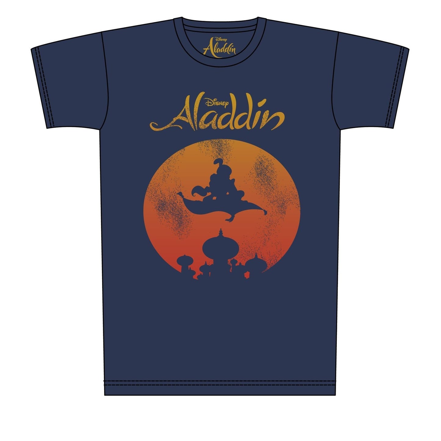 Navy - Front - Aladdin Mens Magic Carpet Distressed Print T-Shirt