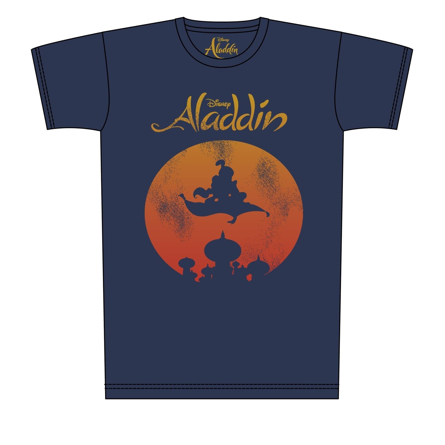 Navy - Front - Aladdin Mens Magic Carpet Distressed Print T-Shirt