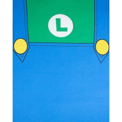 White-Green-Blue - Side - Super Mario Mens Luigi Costume T-Shirt