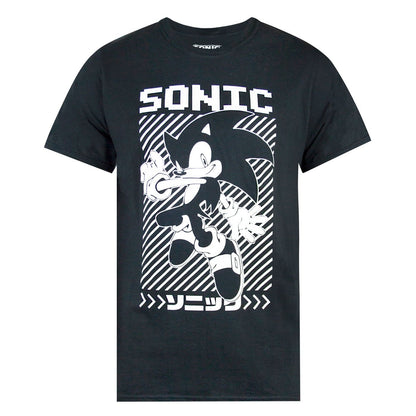 Black - Side - Sonic The Hedgehog Mens Japanese Poster T-Shirt