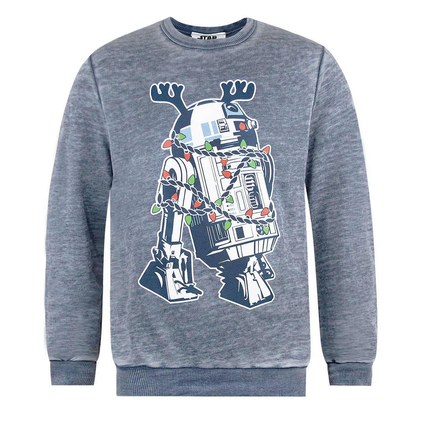 Grey - Front - Star Wars Unisex Adults R2D2 Decorations Christmas Sweatshirt