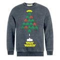 Grey - Front - Space Invaders Unisex Adults Christmas Tree Burnout Sweatshirt