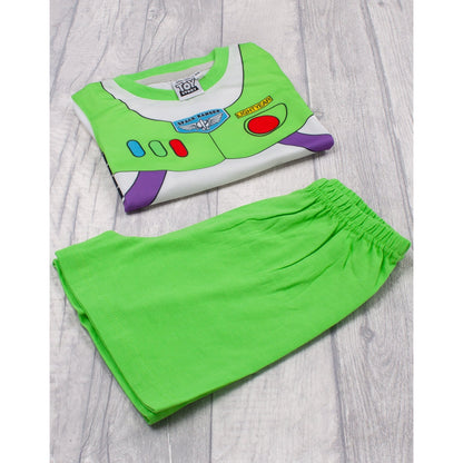 White-Green - Back - Toy Story Boys Buzz Lightyear Costume Pyjama Set