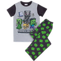 Grey-Green-Black - Front - Minecraft Boys Zombie Pyjama Set