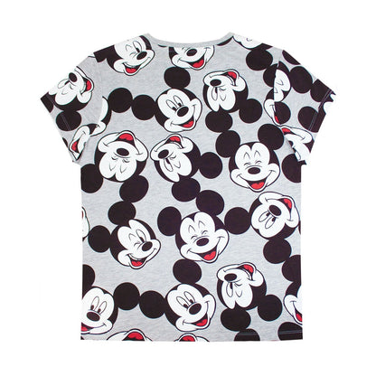 Grey - Back - Mickey Mouse Womens-Ladies Boyfriend Fit T-Shirt