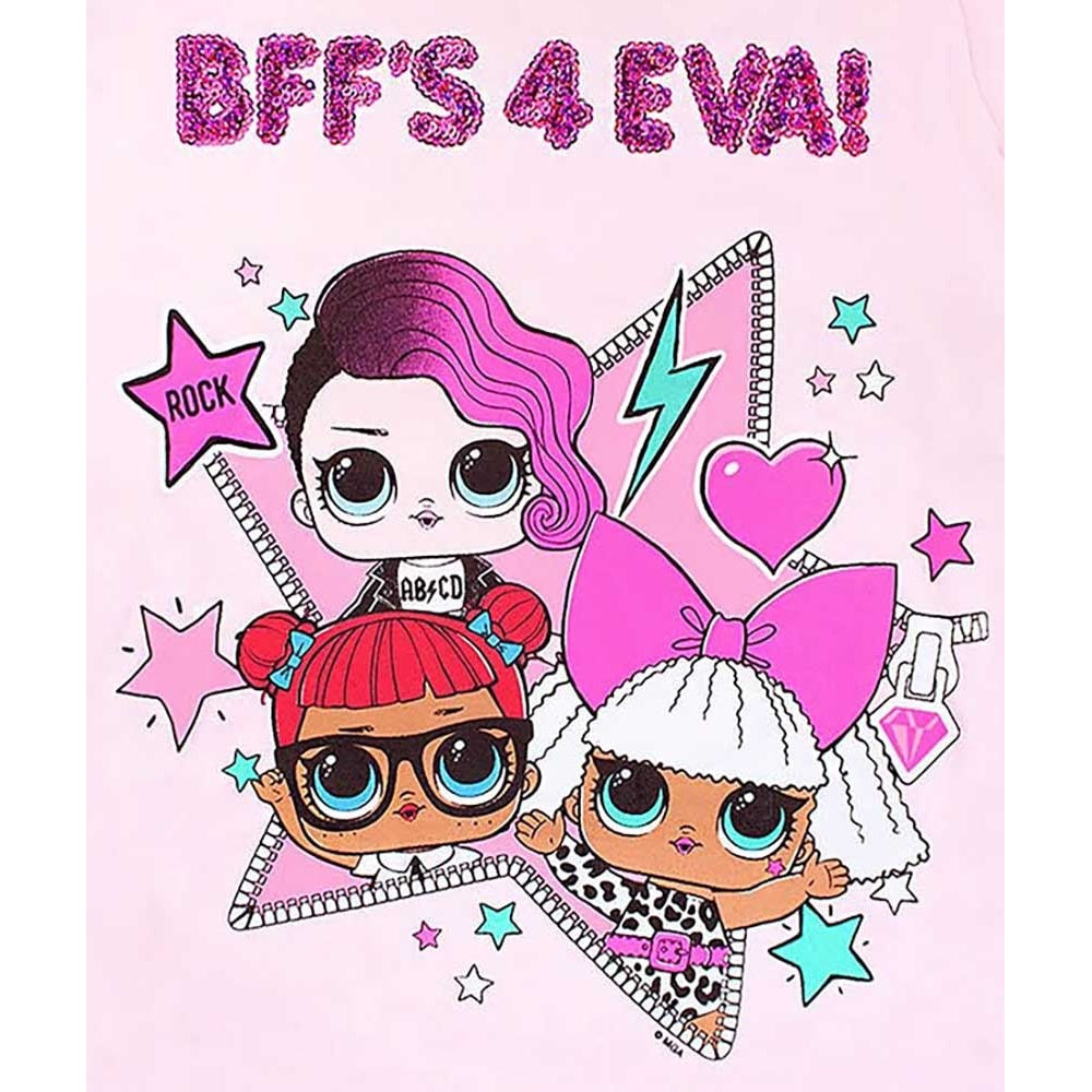 Pink - Back - LOL Surprise Girls Dolls BFFS 4 EVA Reversible Sequins T-Shirt