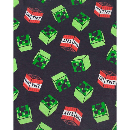Black - Back - Minecraft Mens Creeper TNT Pyjama Bottoms