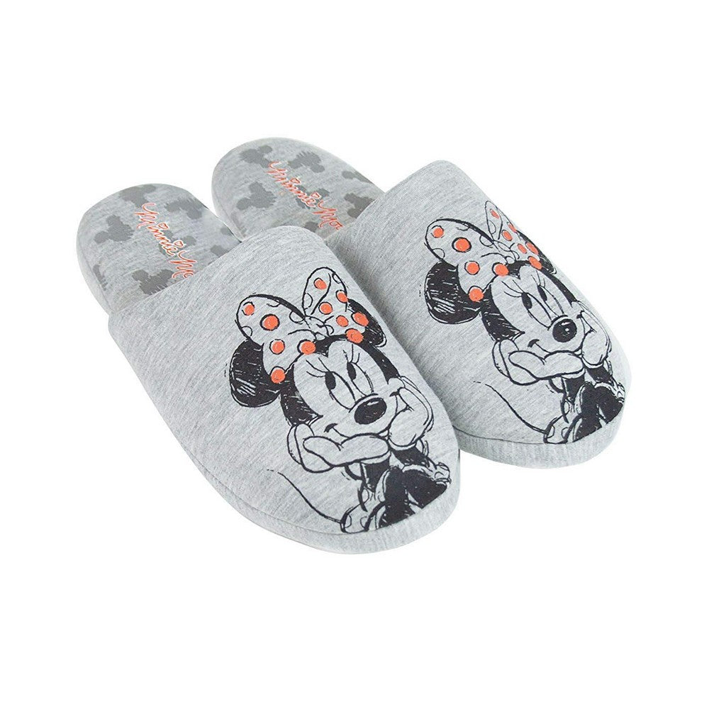 Grey - Front - Disney Minnie Mouse Sketch Womens-Ladies Slippers