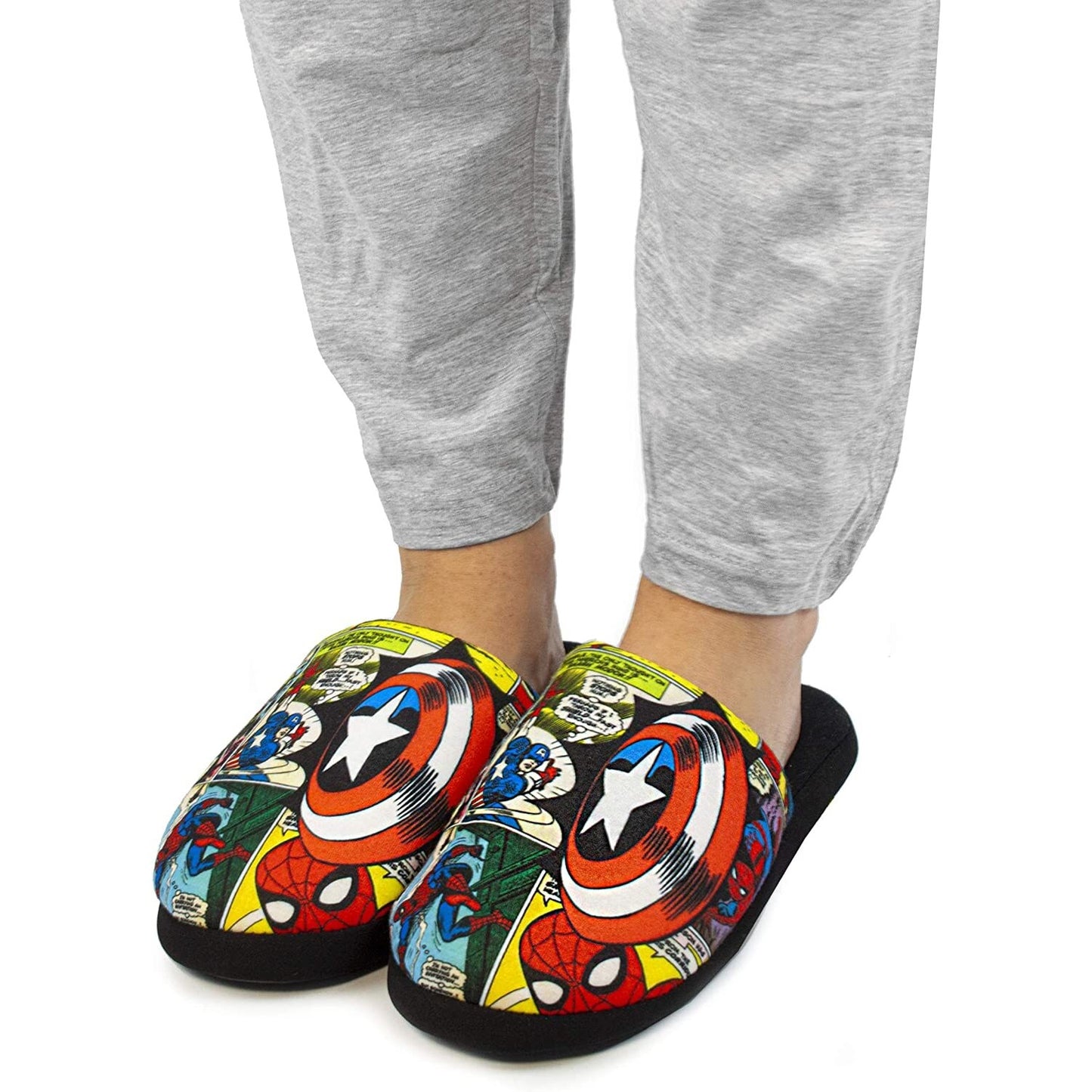 Multicoloured - Back - Marvel Avengers Comic Mens Multi-coloured Polyester Slippers