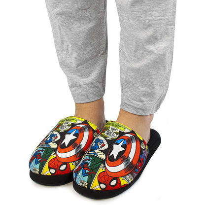 Multicoloured - Back - Marvel Avengers Comic Mens Multi-coloured Polyester Slippers