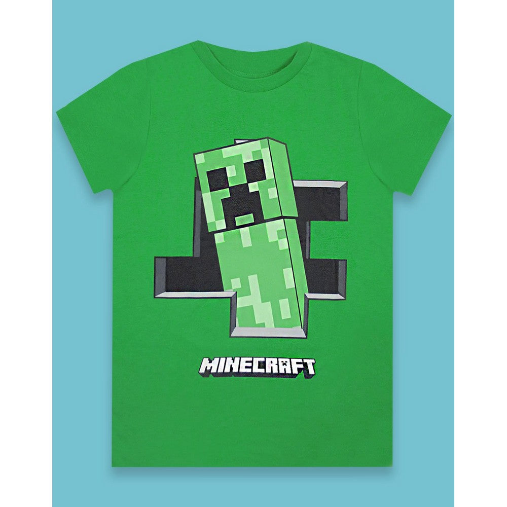 Green - Side - Minecraft Creeper Inside Boys Green T-shirt