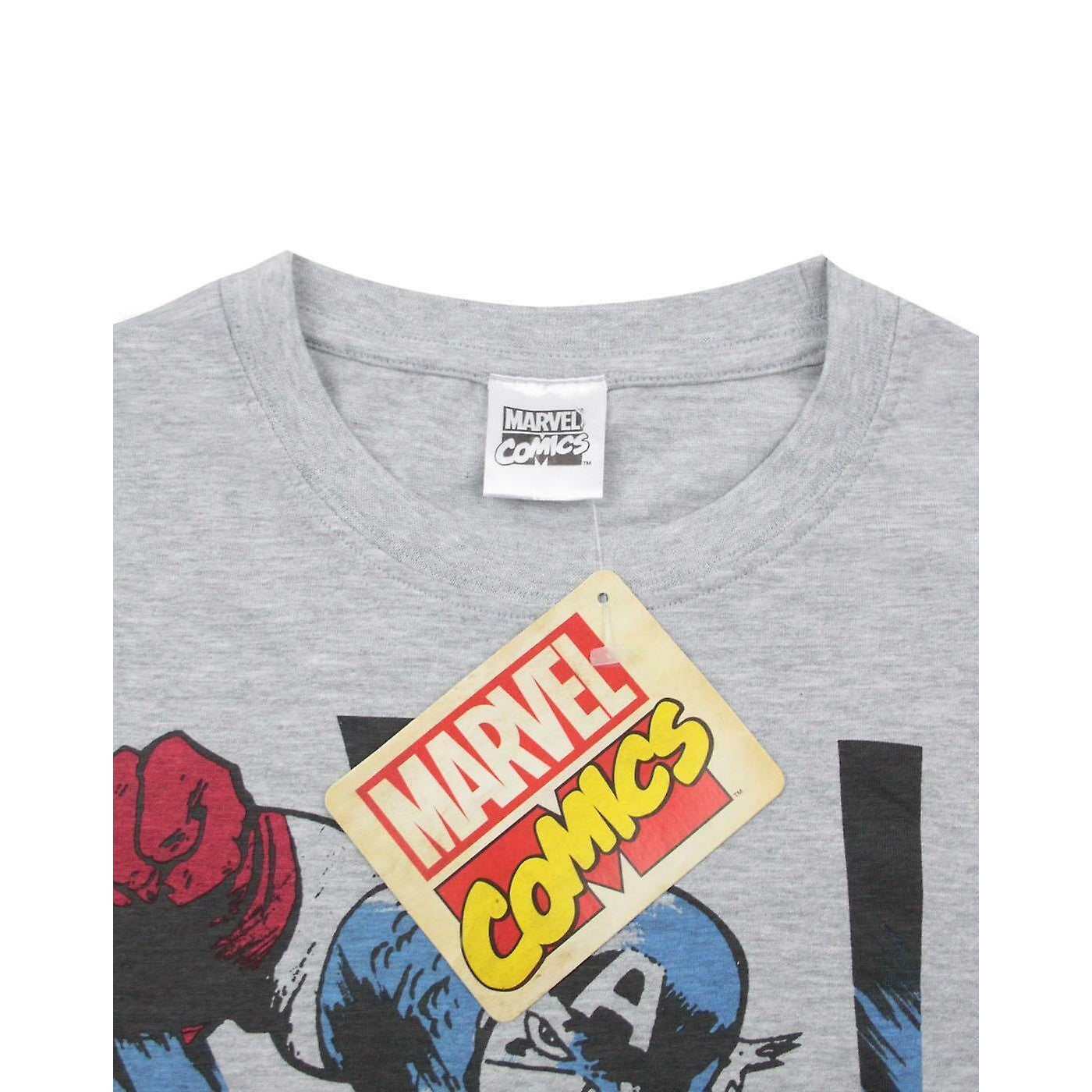 Grey-Blue-Red - Side - Captain America Mens T-Shirt