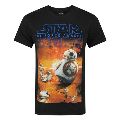 Black - Front - Star Wars: The Force Awakens Mens BB-8 Poster T-Shirt