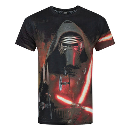 Black-Red - Front - Star Wars: The Force Awakens Mens Kylo Ren Lightsaber T-Shirt