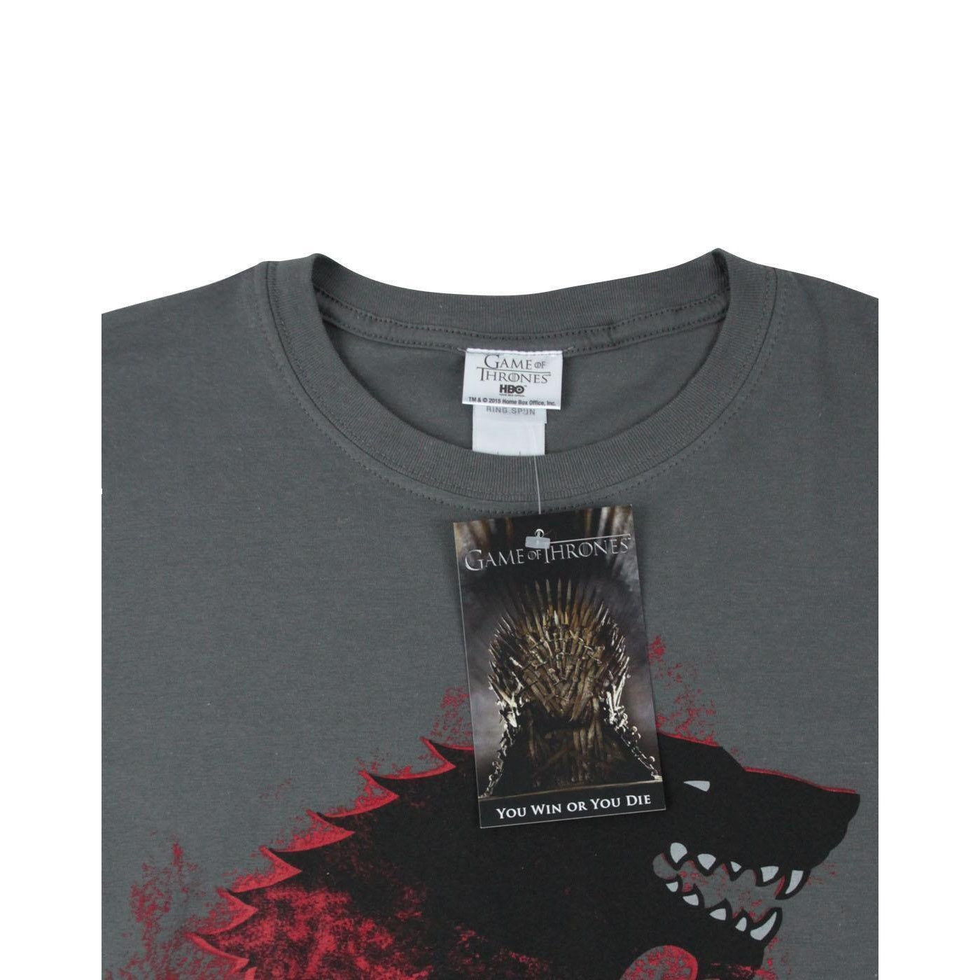 Charcoal - Back - Game of Thrones Mens Bloody Direwolf Stark T-Shirt