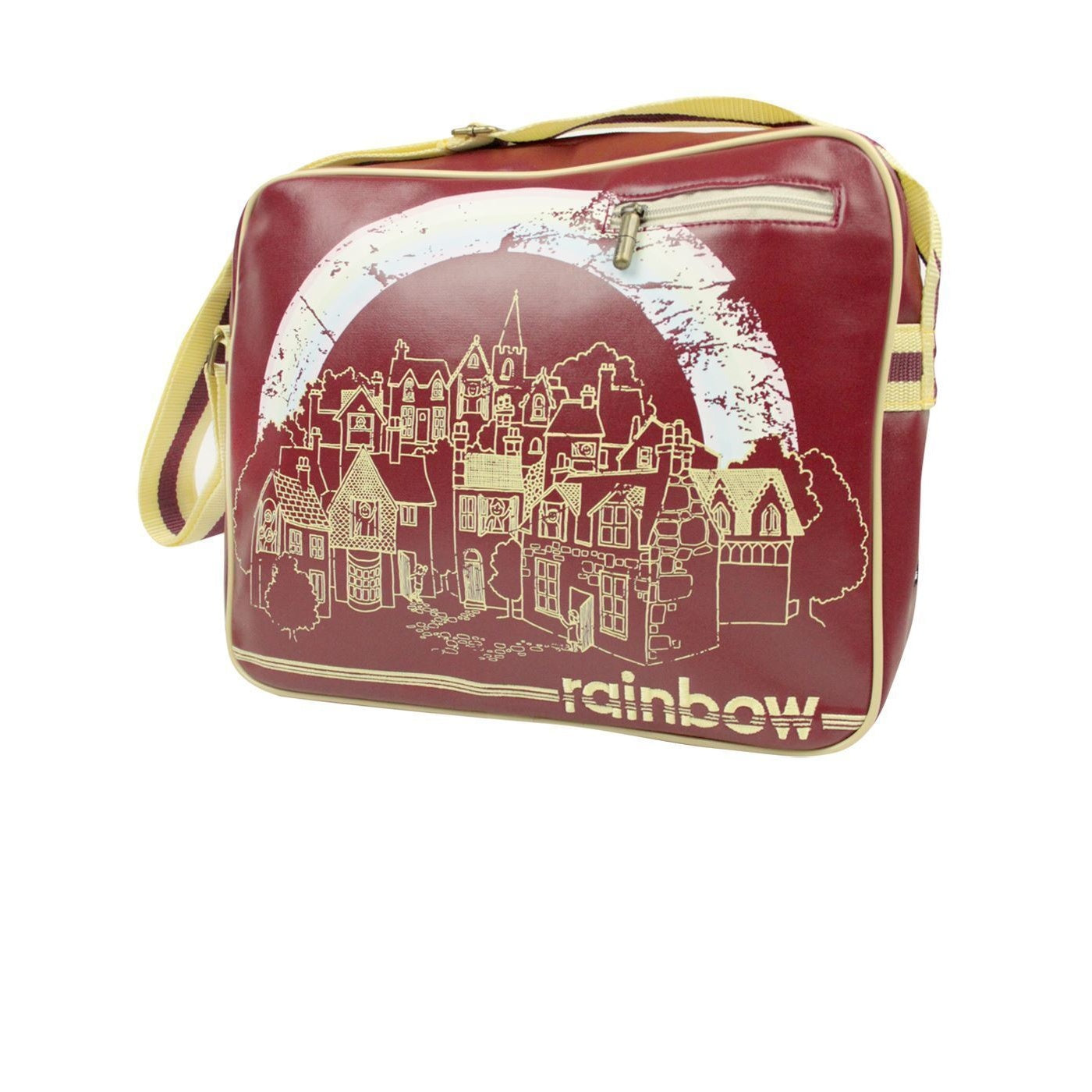 Burgundy-Light Yellow-White - Front - Rainbow Village Messenger Bag
