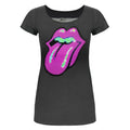 Charcoal - Front - Amplified Womens-Ladies Pixel Lick The Rolling Stones T-Shirt
