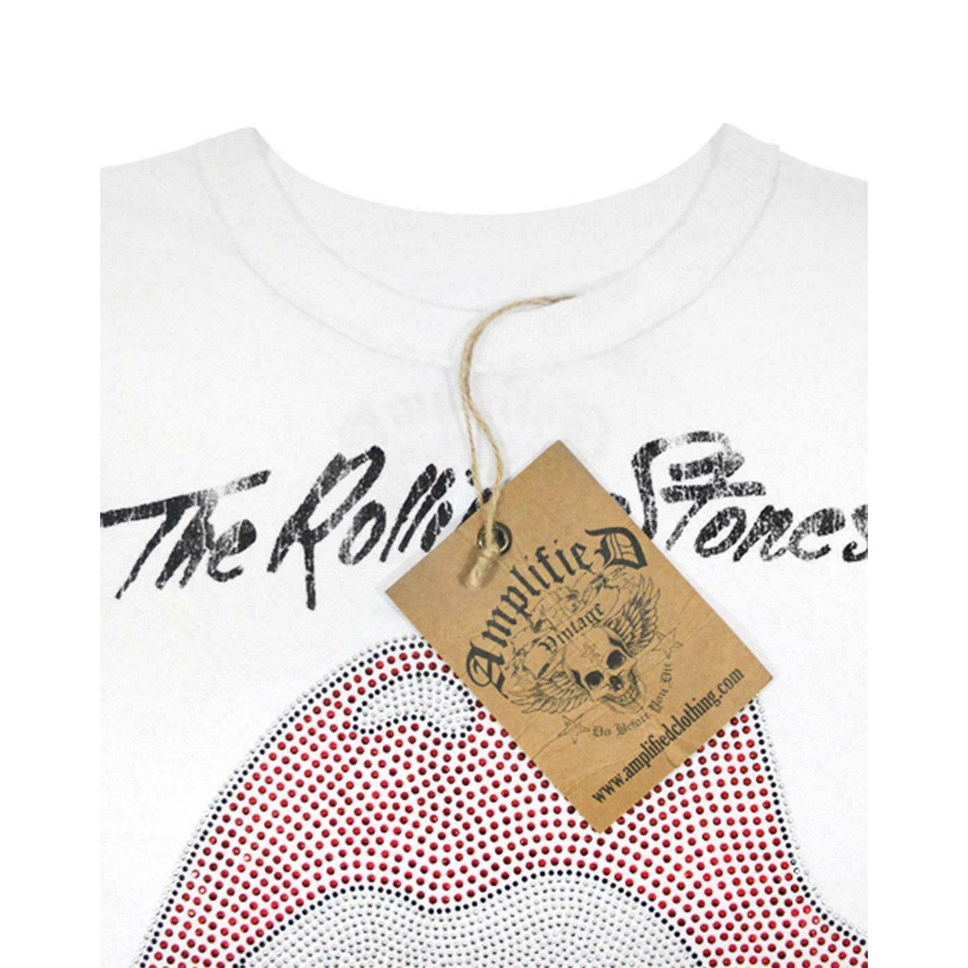 White - Back - Amplified Womens-Ladies UK Diamante Lick The Rolling Stones T-Shirt