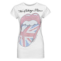 White - Front - Amplified Womens-Ladies UK Diamante Lick The Rolling Stones T-Shirt
