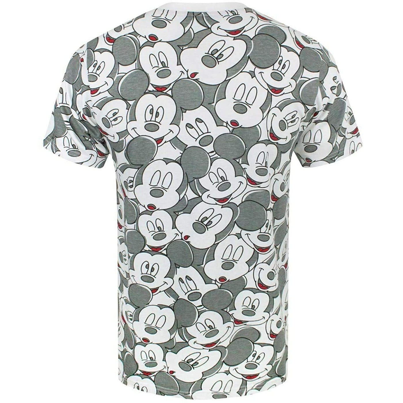 White-Grey - Back - Mickey Mouse Mens Faces All-Over Print T-Shirt