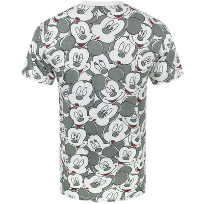 White-Grey - Back - Mickey Mouse Mens Faces All-Over Print T-Shirt