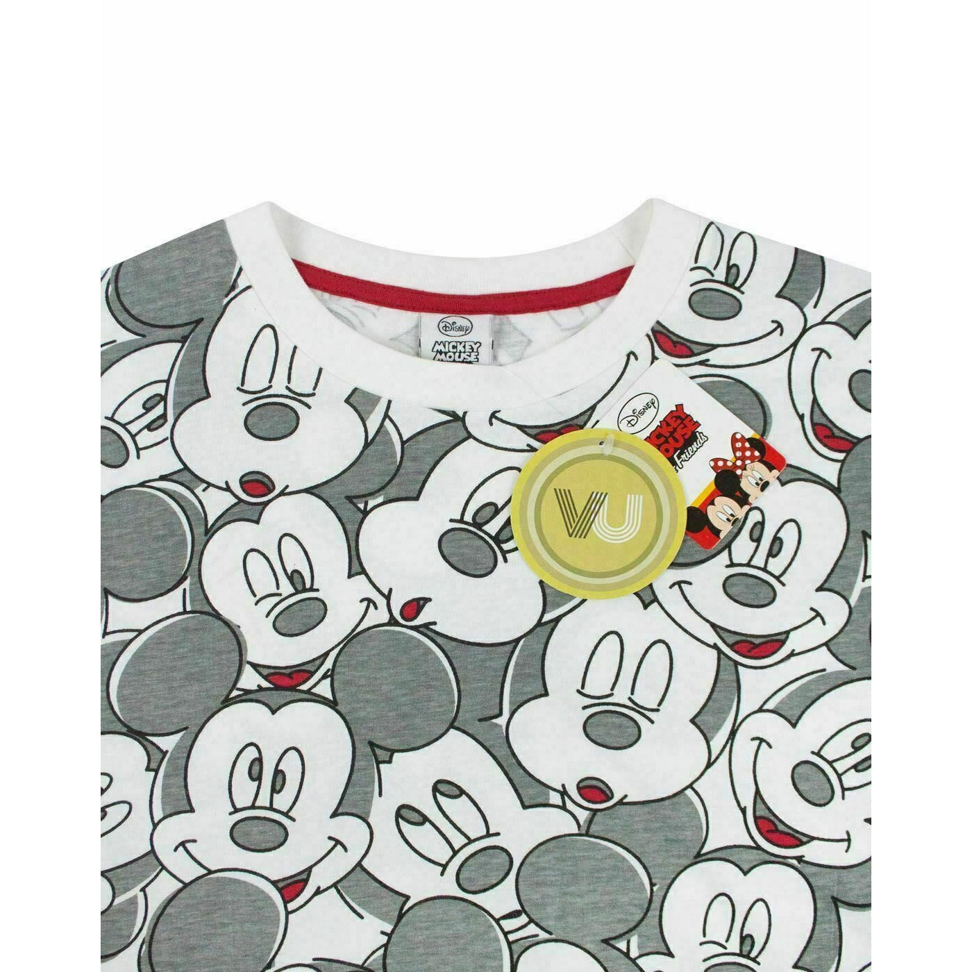 White-Grey - Side - Mickey Mouse Mens Faces All-Over Print T-Shirt