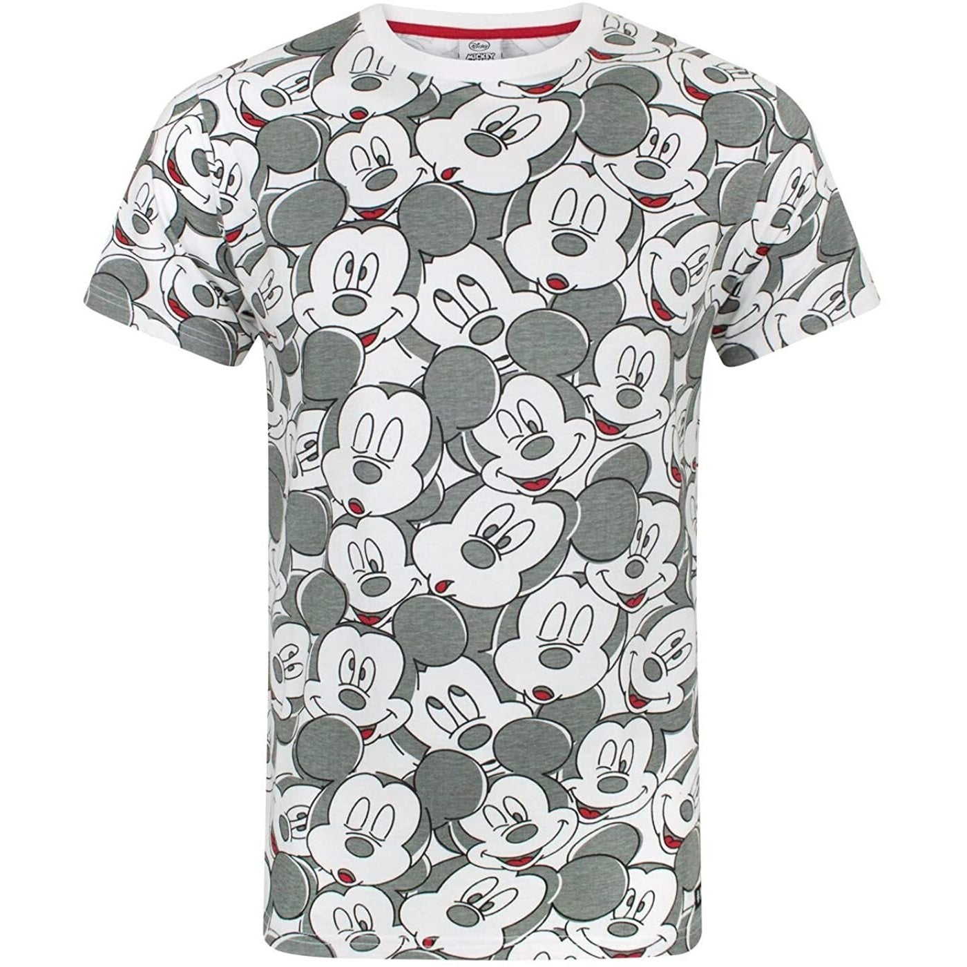 White-Grey - Front - Mickey Mouse Mens Faces All-Over Print T-Shirt