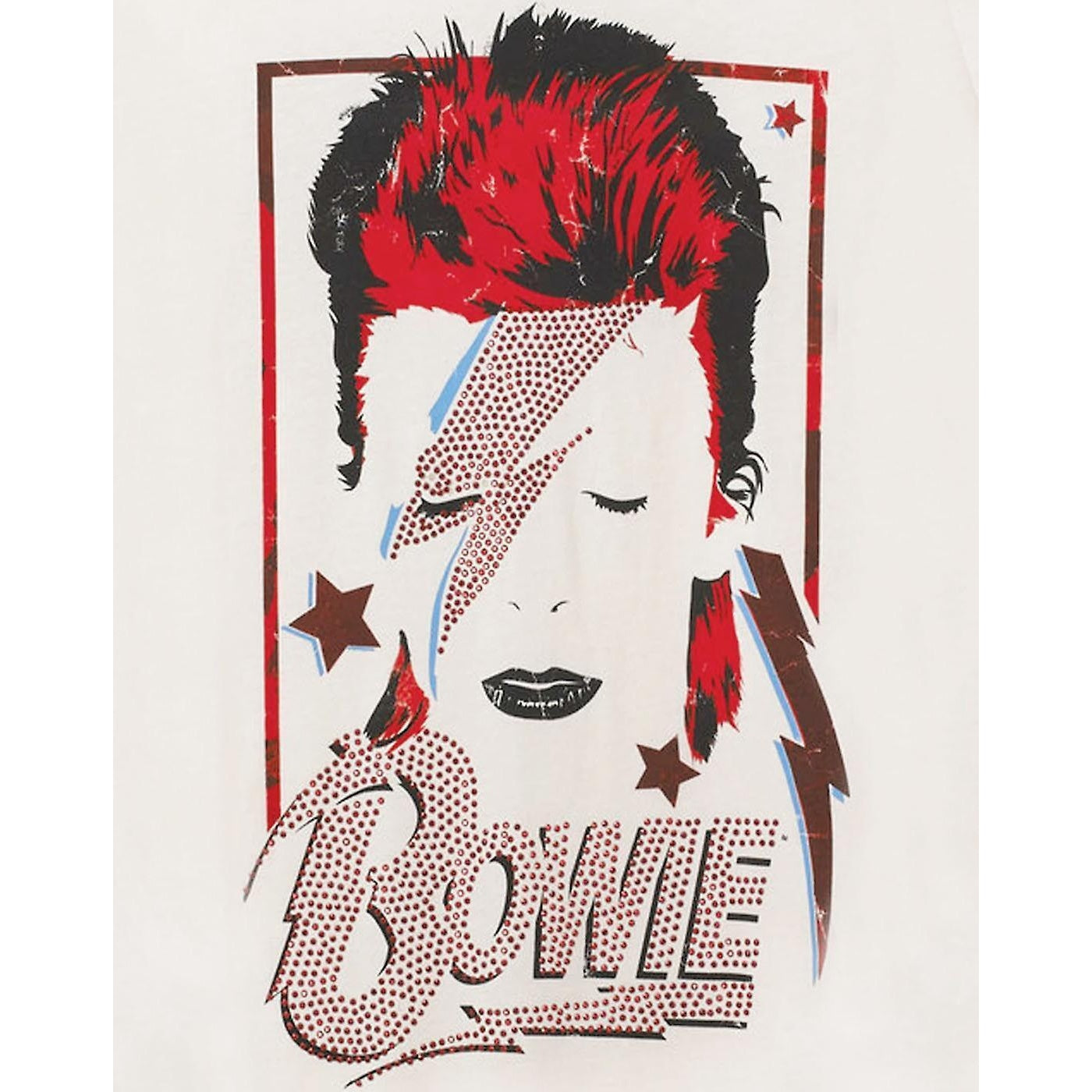 White-Red - Back - Amplified Womens-Ladies Aladdin Sane David Bowie T-Shirt