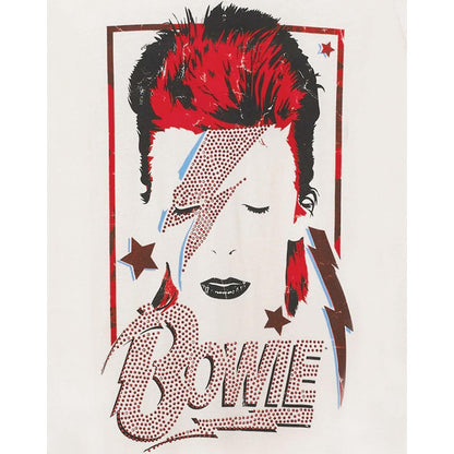 White-Red - Back - Amplified Womens-Ladies Aladdin Sane David Bowie T-Shirt