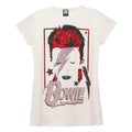 White-Red - Front - Amplified Womens-Ladies Aladdin Sane David Bowie T-Shirt