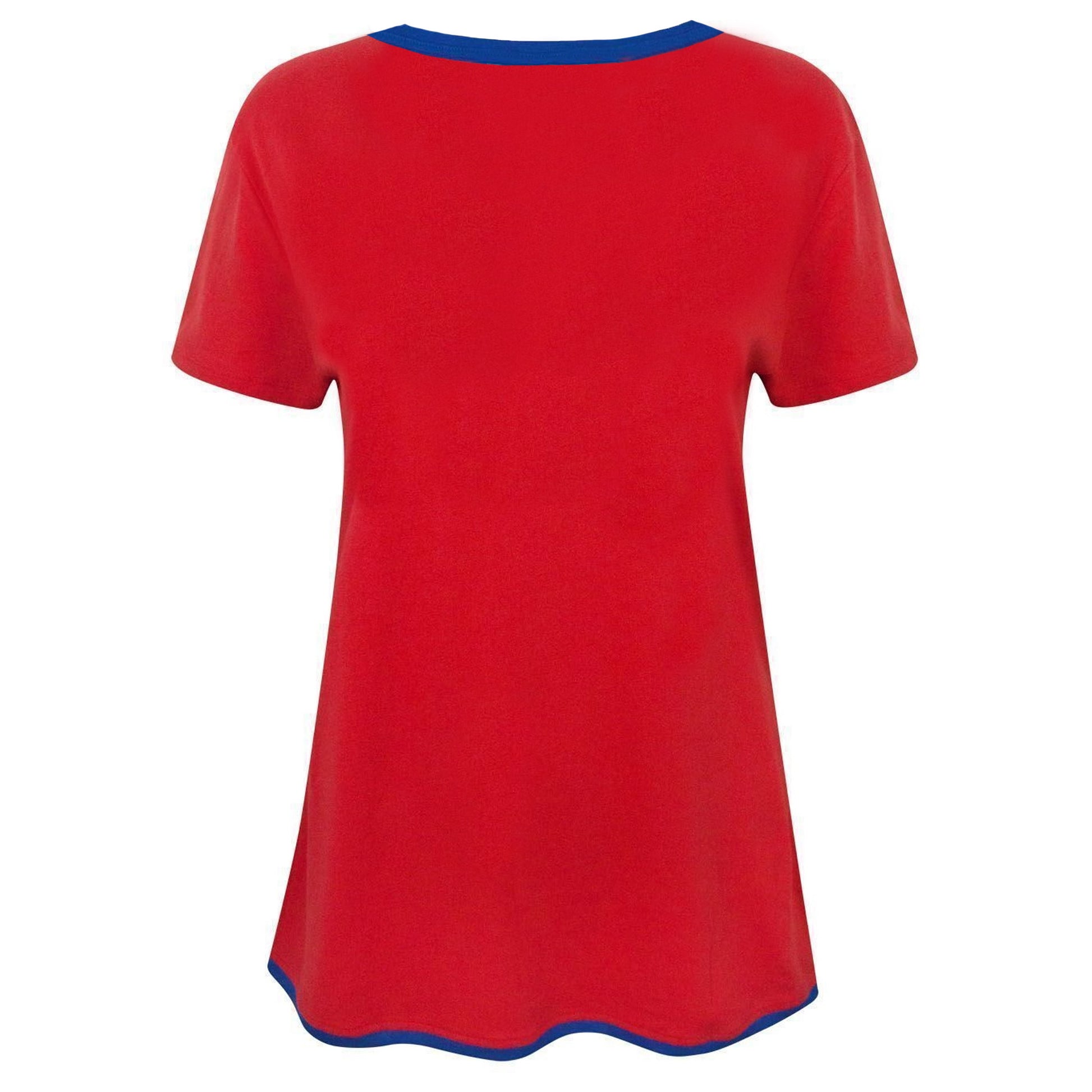 Red - Back - Wonder Woman Womens-Ladies Metallic Logo T-Shirt