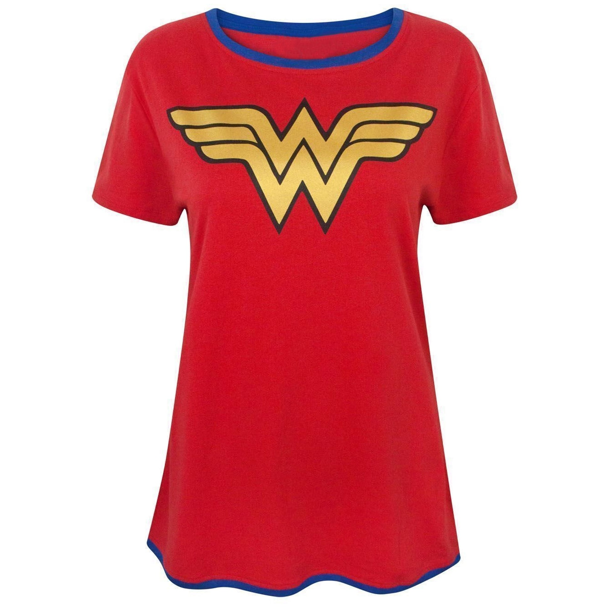 Red - Front - Wonder Woman Womens-Ladies Metallic Logo T-Shirt