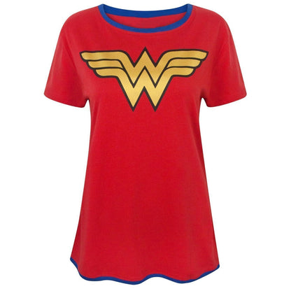 Red - Front - Wonder Woman Womens-Ladies Metallic Logo T-Shirt